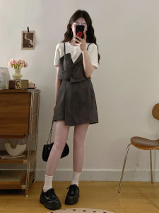 plus Size Womens Slimming Set Dress Pear Shape Body Two Piece Set Fashionable Summer Outfit Short Sleeve round Neck Overhead