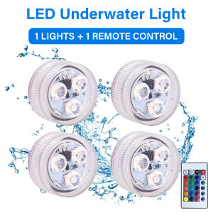 RGB Submersible LED Night Lights with Remote Control Battery Powered Underwater Light for Party Vase Fish Tank Room Decorati