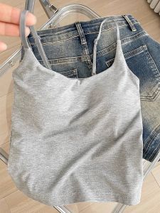 Áo Vest Nữ Mùa Hè Có Đệm Ngực Áo Lót Có Thể Điều Chỉnh Vai Áo Lót Ngắn Màu Trơn Áo Lót Có Thể Mặc Bên Trong