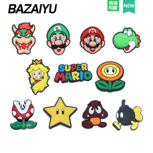 New Crocs Shoe Flower Accessories DIY Cartoon Super Mario Decorative Buckle Hole Shoe Accessory Suitable for Cross Brand