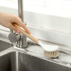 Homenhome hộ gia đình tối giản màu gỗ tay cầm dài hộp đựng cọ vẽ và bát bàn chải làm sạch