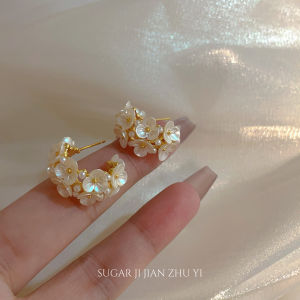 Sugarpune French Style Fairy Tale Pearl Flower C-Clamps Fashionable Elegant High-End Sensationforest SystemEarrings for Women