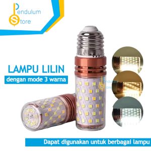 Lampu Lilin 3 warna Emico LED Candle Light Bohlam Crystal 12 Watt 16 Watt 12W 16W E27 E14 Candle Lamp 3 Color White Warm White Natural Blue Purple Ungu