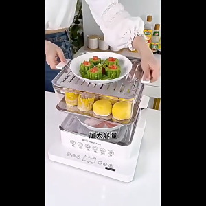 [SG] Steamer Cooker 40L Multifunction Food Steamer With 3-layers Stainless Steel Steamer Rack Foldable Storage 3pin Plug