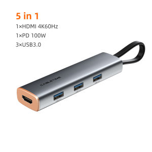 Cabletimes | CABLETIME Slim HUB 5 in 1 USB C Hub HDMI 4K 60Hz PD 100W USB 3.0 5Gbps for MacBook pro Laptop Type C Hub