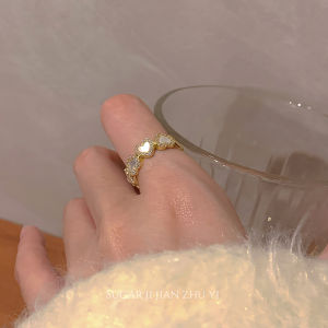 Natural Shell Heart Shaped Ring for Women Adjustable Fashionable Minimalist Design Alloy Silver Gold Plated Jewelry Accessories