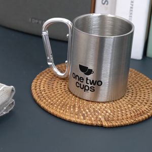 One Two Cups Gelas Stainless Steel Carabiner Cup Cangkir Camping Outdoor Mug Tebal 220ml