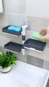 No drilling soap rack wall mounted four layer soap box bathroom soap tray box free combination tooth cup soap rack