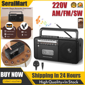 🚚 Local Delivery🚚Cassette Player Bluetooth Boombox Radio AM/FM/SW Cassette Tape Player/Recorder With Big Speaker And Earphone Jack Support USB/TF Card Portable Radio Cassette Player Mains And Ba-ttery