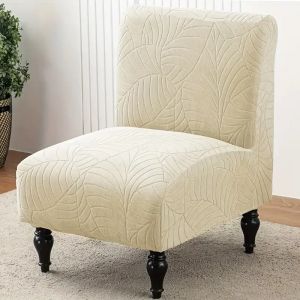 1pc Jacquard Soft Armless Chair Covers Solid Color Washable Anti-dirt Elastic Single Sofa Cover for Hotel Bar Living Room Decor