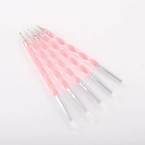 Bộ 5 Bút Vẽ Móng Tay Bằng Silicon Acrylic Dụng Cụ Chấm Điểm Bằng Thép Không Gỉ Bộ Cọ Vẽ Móng Nghệ Thuật 2 Đầu Tạo Hiệu Ứng Đá Cẩm Thạch DIY