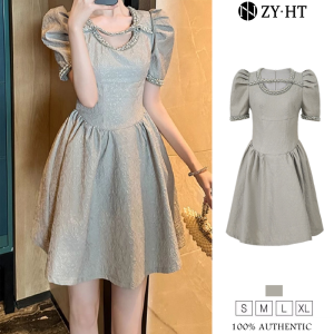 ZYHT ชุดเดรสผู้หญิงชุดเดรสสีเทาชุดเดรสทรงเอชุดเดรสชุดผ้าลินินใส่ไปทำงานชุดเดรสแต่งงานชุดเดรสปาร์ตี้ชุดราตรี21290