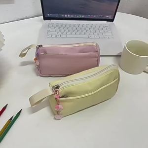 Large Capacity Pencil Bags INS Simple Pink Pencil Case For Students Stationery Pencil Pen Storage Bag School Supplies
