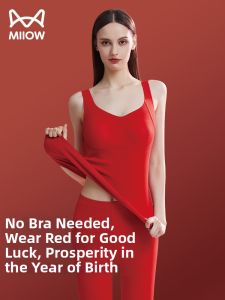 MiiOW | Warm Red Camisole with Padding Cashmere Silk