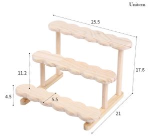3 Tier Wooden Ladder Display Riser Shelf Figure Display Cabinet Cute Dolls Storage Box Makeup Organizer for Perfume