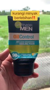 GARNIER MEN OIL CONTROL ANTI SHINE BRIGHTENING COOLING FOAM 100 ML CLEANSER PEMBERSIH WAJAH