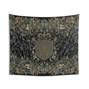 VIKAMA Medieval Emblem Forest Tapestry Vintage European Flower Background Cloth Living Room Decoration Room Decoration