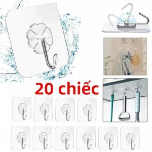 5/10/20 Chiếc Móc Dán Tường Trong Suốt Chịu Lực Cao Không Để Lại Vết Dùng Cho Phòng Tắm Nhà Bếp Móc Đa Năng