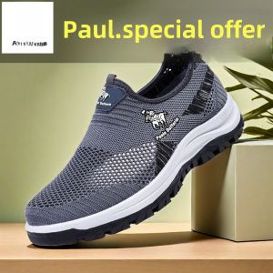 Paul Genuine Goods Summer Mens Shoes Mesh Breathable Casual Deodorant Sneakers Mens Mesh Shoes Soft Bottom Light Casual Shoes