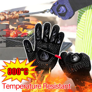 Kitchen Gloves Heat Resistant Anti-Scald Gloves Fireproof Silicone Glove for Cooking Baking Grill Oven  BBQ Accessories