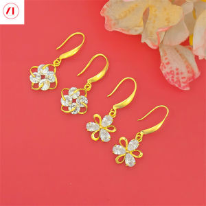 XT đồ trang sức Hàn Quốc 24K bông tai Zircon móc thời trang 916 chính hãng mạ vàng