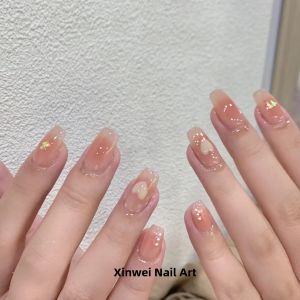 MONLEYTA | Handmade Nail Tips Wearable False Nails Short To Medium Length Premium Feel Autumn Winter Design Ready Made Nail Patches