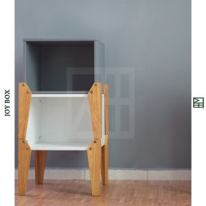 Wee Signature - Haya Joy Box Stackable Shelf | Nightstand Bed Side Table | Small Storage Shelf (White)(Grey)