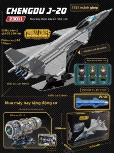 JIAAI | Bộ xếp hình máy bay chiến đấu J-35 và J-20 độ khó cao cho bé trai từ 6 tuổi