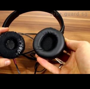 [SG] 1 Pair Soft Earpads PU Leather Round Earpads Replacement Ear pads Foam Cushion Cap Cover Earphones Headphones