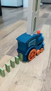Kids Electric Domino Train Car Set Sound Light Automatic Laying Dominoes Brick Blocks Game Educational Diy Toy Gift