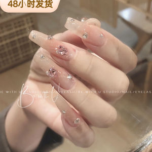 Wengenie Same Style Nail Pure Desire Blush Handmade Xiaohongshu Removable Nail Nail Tip Nail Wear Nail 68