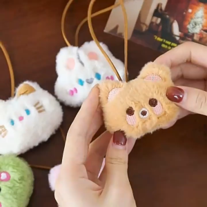 MOMO 1PCS Cartoon Animal Doll Name Pendant Cute Bear Rabbit Plush Doll Bag Name Charm