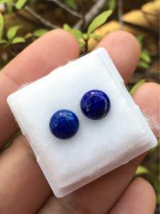 LAPIS LAZULI ลาพิส ลาซูลี 7 มม.หินแท้ ลายสวยเฉพาะตัว ไซส์จิ๋ว จัดเซตคู่ต่างหู สีสวยจัด ปัดเงาสวยๆเลยจ้า