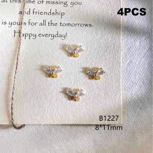 4PCS Kaniu Handmade Nail Art Studs Gold Silver Butterfly Red Clear Crystal Rhinestones For Women Girls Manicure