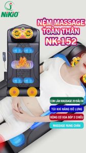 Nệm (Đệm) Massage Toàn Thân Nikio NK-152 - Mát Xa Lưng Cổ Vai Gáy Và Bắp Chân Công Nghệ Matxa Túi Khí Kết Hợp Rung Và Nhiệt Sưởi Ấm