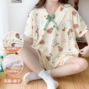 Maternity Sleepwear Short Sleeve Thin Summer Home Clothes Set for Pregnant Women Nursing Mothers Postpartum Feeding Leisure Home