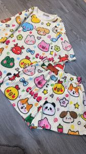 SET BỘ NỮ HỌA TIẾT HOẠT HÌNH labubu NHIỀU MÀU SẮC chất vải thun gân tăm dày dặn co dãn thoáng mát