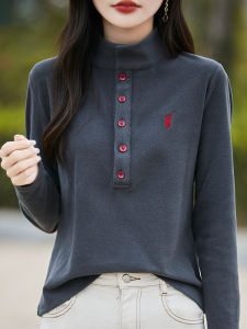 Womens Long Sleeve Half Open Collar Fleece Lined Sweatshirt Autumn Winter Thick Double Sided Velvet Warm Top Three Stripe Hoodie