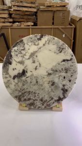 CENTRAL STONE Italian Natural Marble Quartz Coffee Side Table Dia40cm -Silver Fox