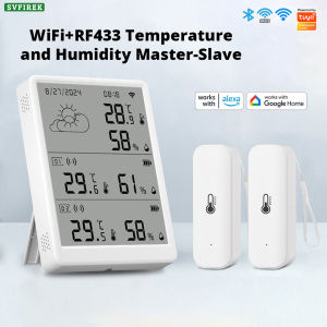 Tuya Smart WiFi RF Master-Slave Temperature and Humidity Gauge Accurate Monitoring Scene Linkage Suitable for Multiple Areas