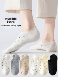 Miiow | Womens Invisible Thin Socks Anti Slip No-Cuff Breathable Mesh Summer Socks Cat Person Brand 2025 New Style Round Dot Pattern
