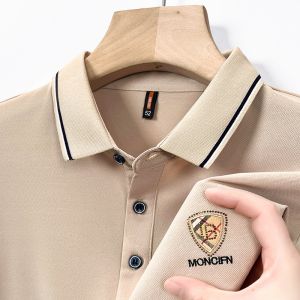 Summer Pure Cotton Mens Polo Shirt Short Sleeve Loose Fit Casual Versatile T-Shirt Embroidered Trendy Business Casual