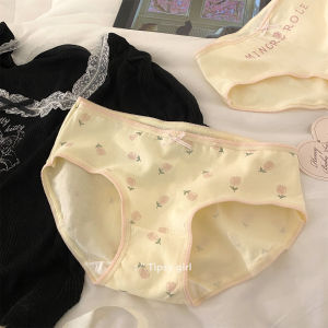 \"Under the Cherry Tree\" 5A Antibacterial Baby Cotton Young Adult Underwear Mid-Waist Comfortable Breathable Pure Cotton Female Spring