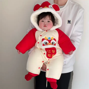 New Year Newborn Onesie Spring Festival Baby Thick Warm Clothes Infant Cotton Winter Outfit Soft Breathable Healthy Safe.