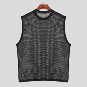 Áo Vest Lưới Cổ Tròn Nam Áo Thun Mùa Hè Áo Vest Trẻ Trung Phong Cách Thường Ngày Áo Thun Cổ Tròn Thoáng Khí