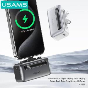 Usams CD233 4500mAh / 5000mAh 20W Fast Charging Capsule Portable power bank Super Mini Power Bank with Built-In Type-C+Lightning Connector power bank