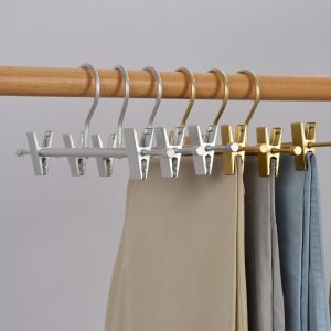 Space Aluminum Multifunctional Skirt Pants Hanger No Trace Stretch Strong Clamping Force Dry Wet Use JK Skirt Storage Clothes Hanger
