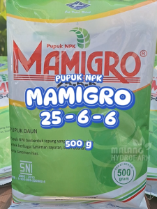 Pupuk NPK Mamigro 25-6-6 500 gram Cap Kapal Terbang Bisi pertumbuhan daun sayur pot hidroponik poc gram