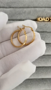 Original 18K Saudi gold pawnable Patterned circular earrings hypoallergenic 668 jewelry