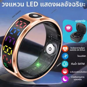 แหวนสมาร์ทริง R12 ปี 2025 พร้อมหน้าจอสีระบบสัมผัส กล่องชาร์จ ระบบจัดการสุขภาพ กันน้ำ 5 ATM สำหรับผู้ชายและผู้หญิง